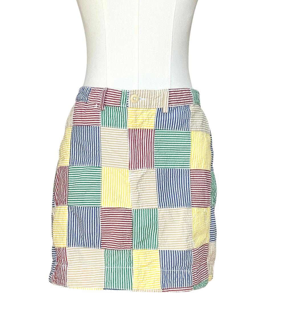 Ralph Lauren Cotton Seersucker Striped Colorblock Mini Skirt Size 6